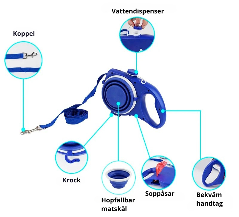 4-i-1 Multifunktionell hundkoppel